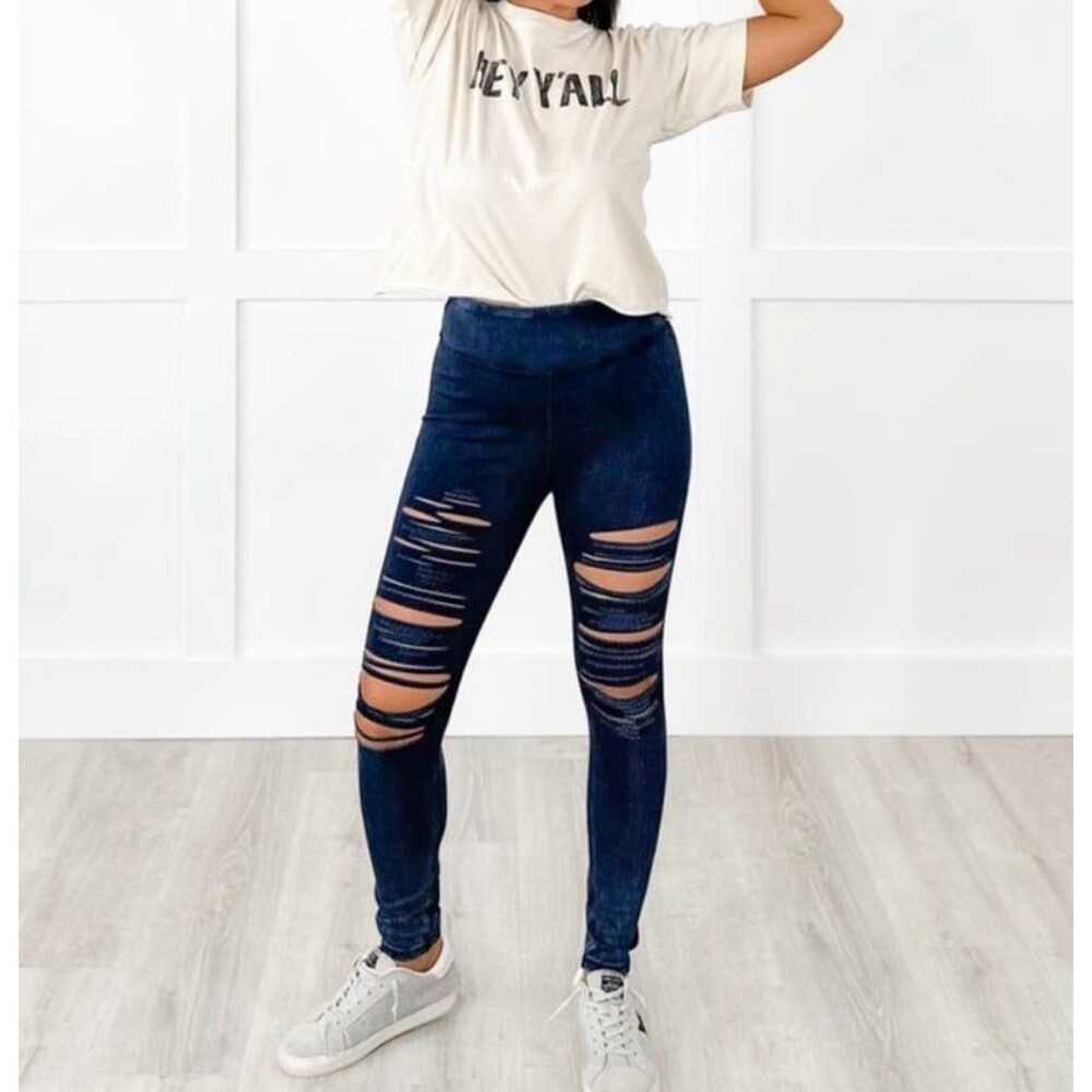 Jean jeggings womens size small fits 2-6 stretchy pants NEW distressed laser cut